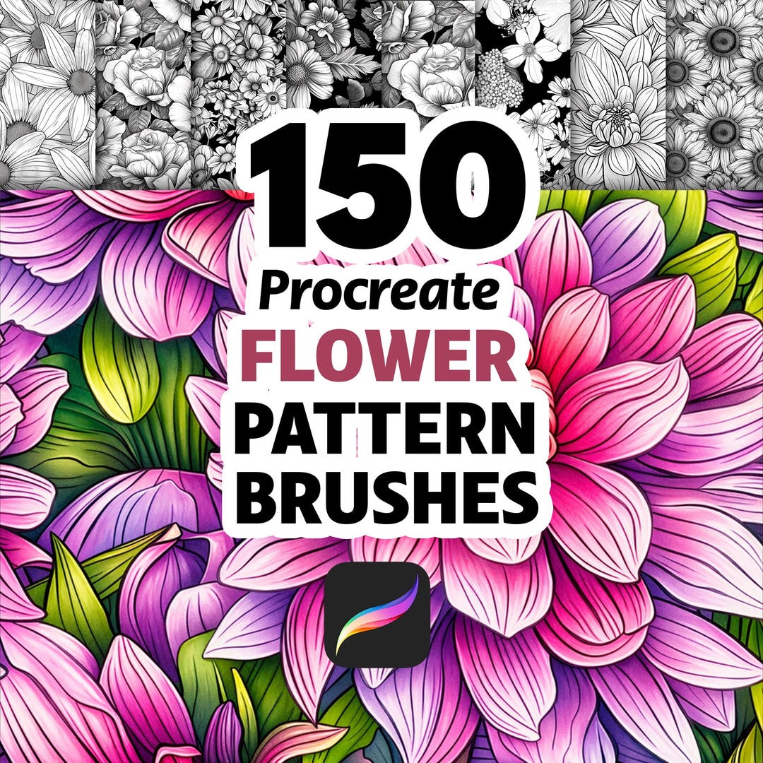 150 Procreate Flower Pattern Brushes for Floral Illustrations ...