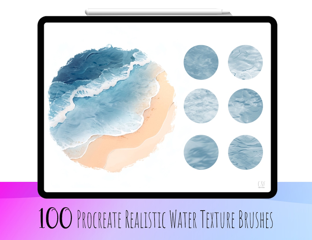 100 Realistic Water Procreate Brushes, Liquid Brush, Abstract Brush ...