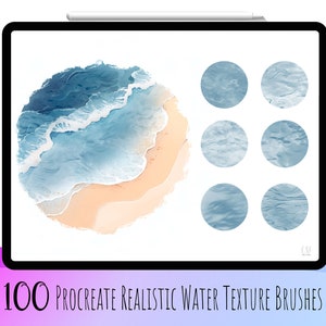 100 Realistic Water Procreate Brushes, Liquid Brush, Abstract Brush,Water Texture Brush,Procreate Water Drop, Water Drop Procreate