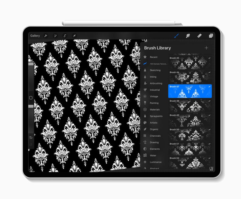 100 Damask Procreate Brushes, Luxury Procreate, Baroque Texture ...