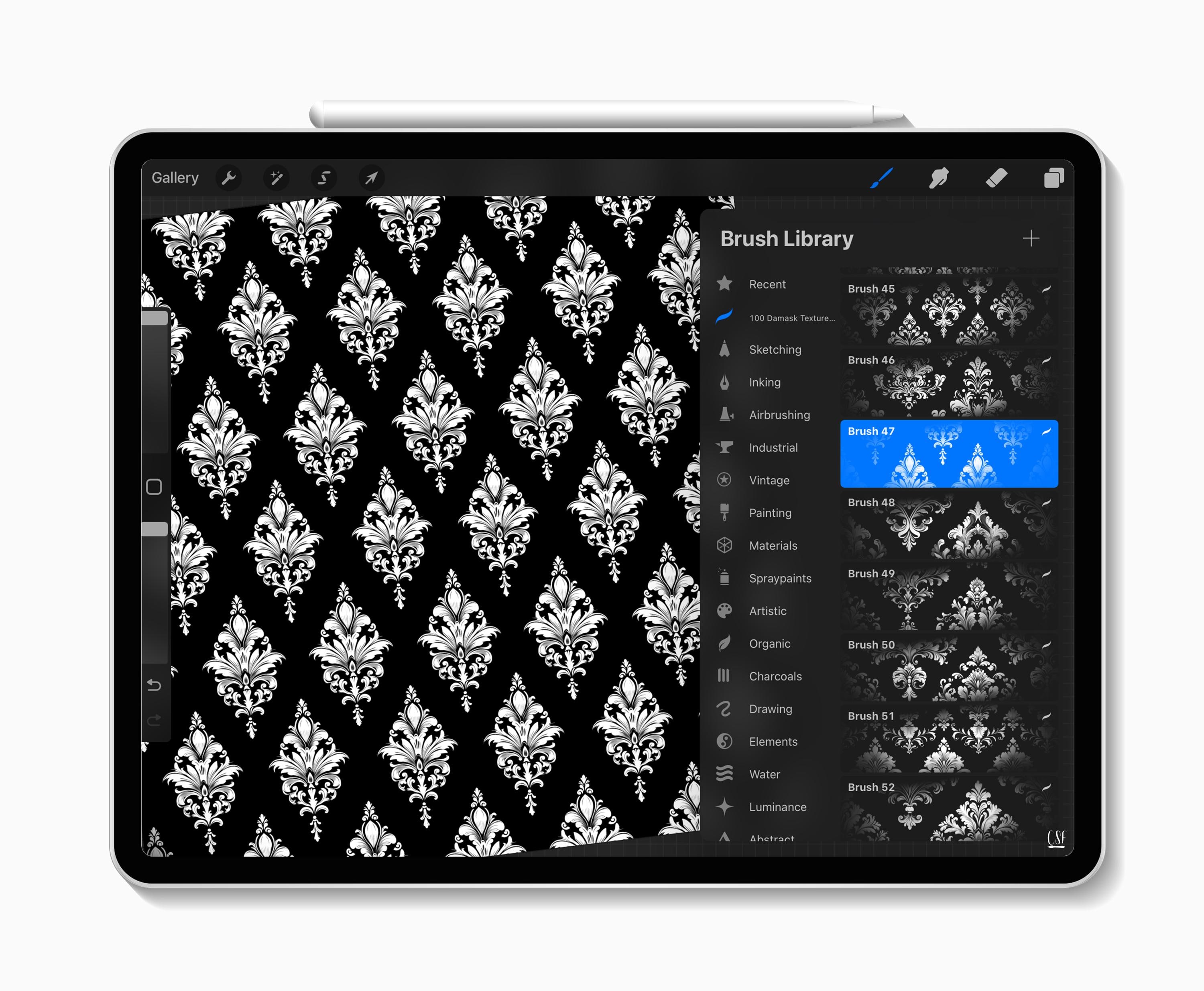 100 Damask Procreate Brushes, Luxury Procreate, Baroque Texture ...