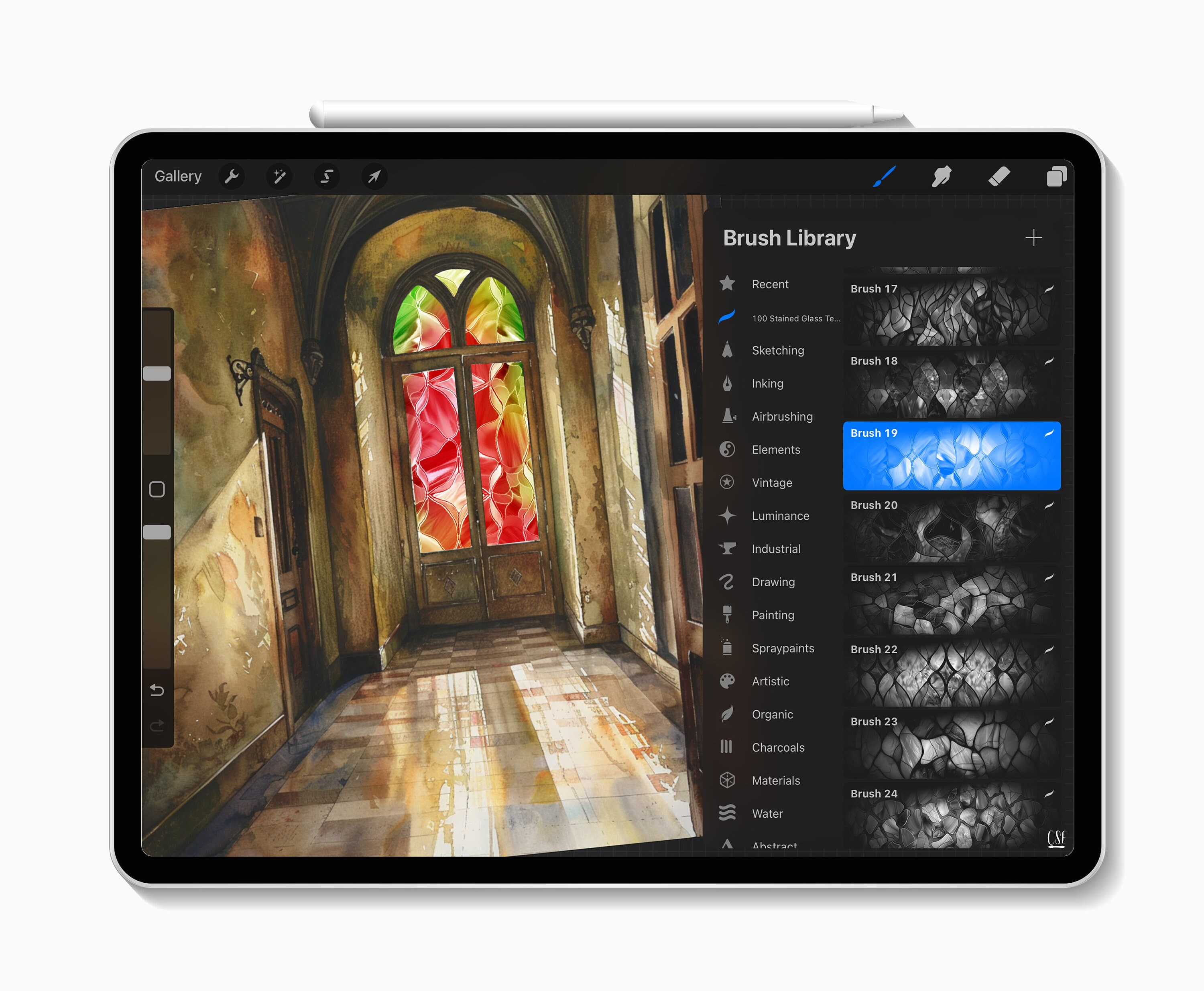 Procreate Preview Window 100 Procreate Stained Glass Texture Brushes, Cathedral Glass Patterns ...