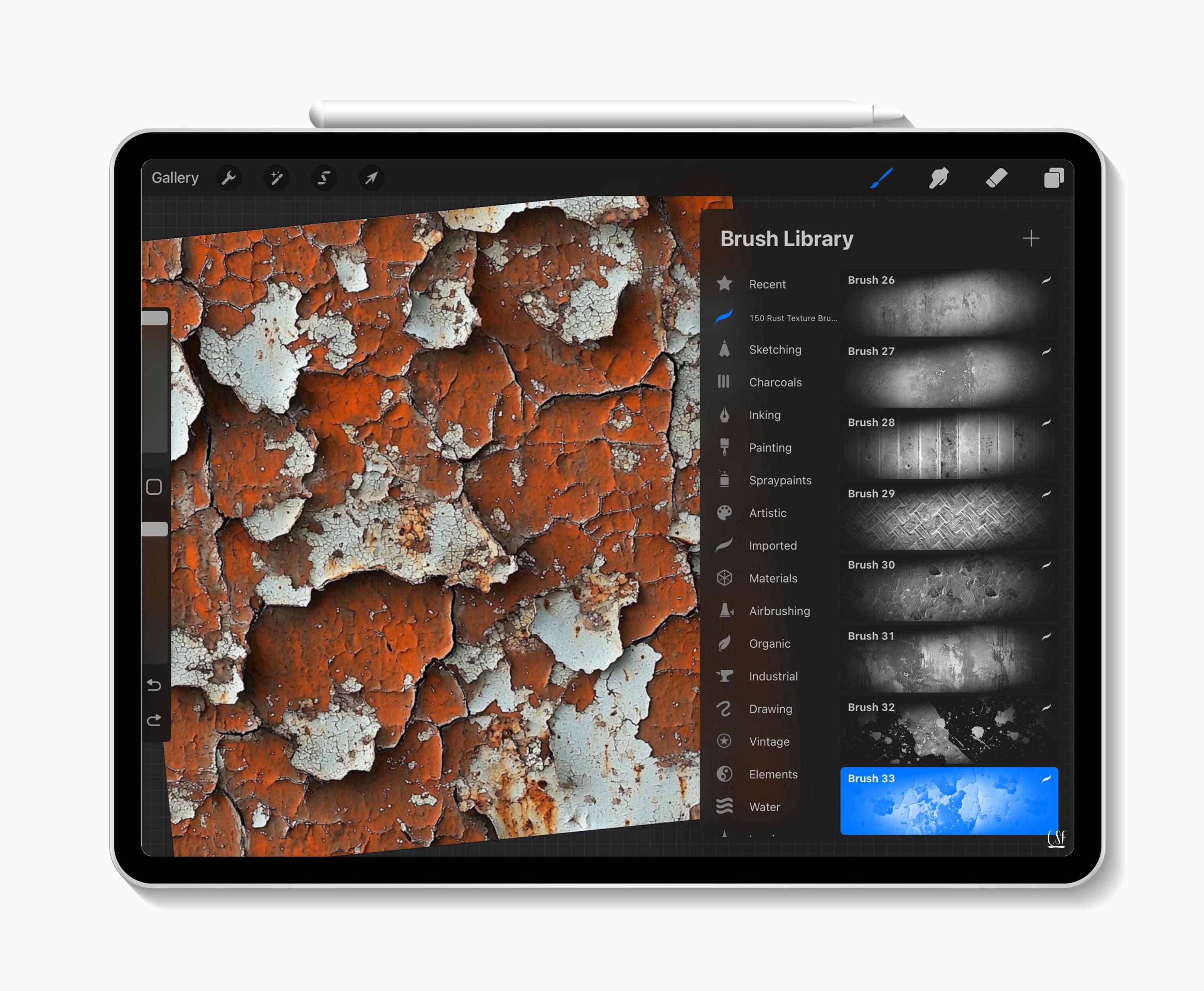 Realistic Rust Surface Procreate Brushes, 150 Metallic Grime Effect ...