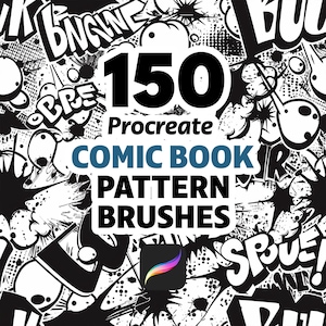 150 pinceaux Procreate pour motifs de bandes dessinées – Pop art rétro, demi-teintes, effets d&#39;action, motifs BOOM et POW pour illustrateurs