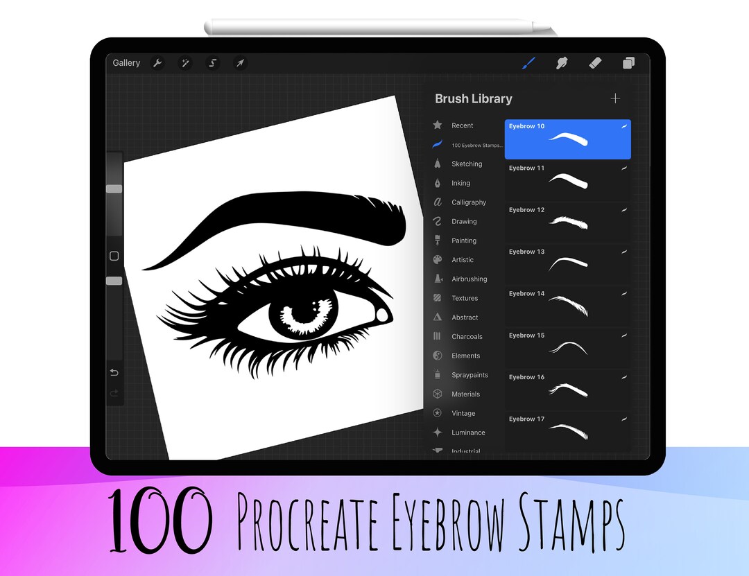 100 Procreate Eyebrow Stamp Brushes, Eyebrow Stamp Set, Procreate Eyes