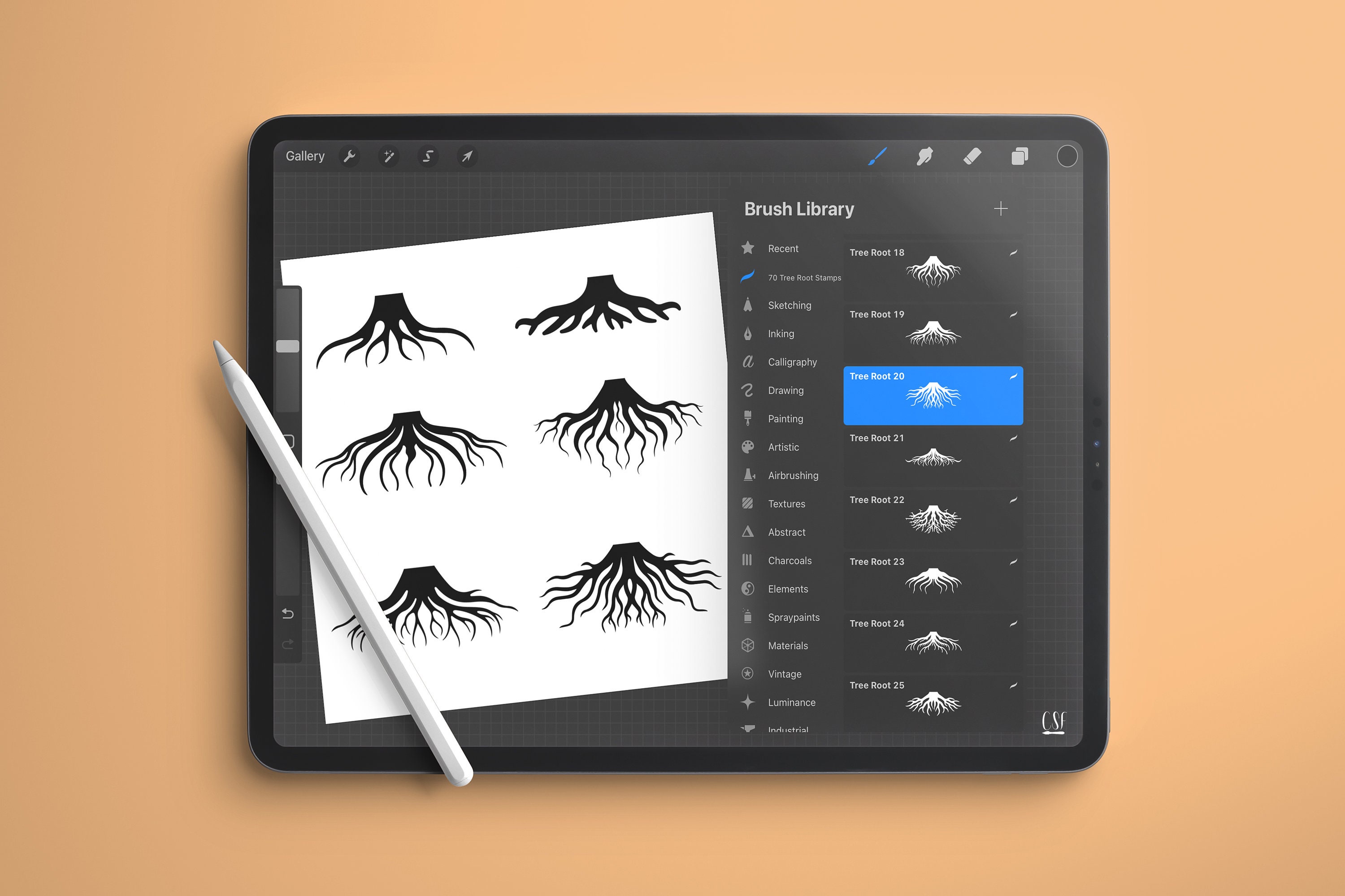 70 Procreate Tree Roots Stamp Brushes,tree Roots Stamp, Procreate Tree ...