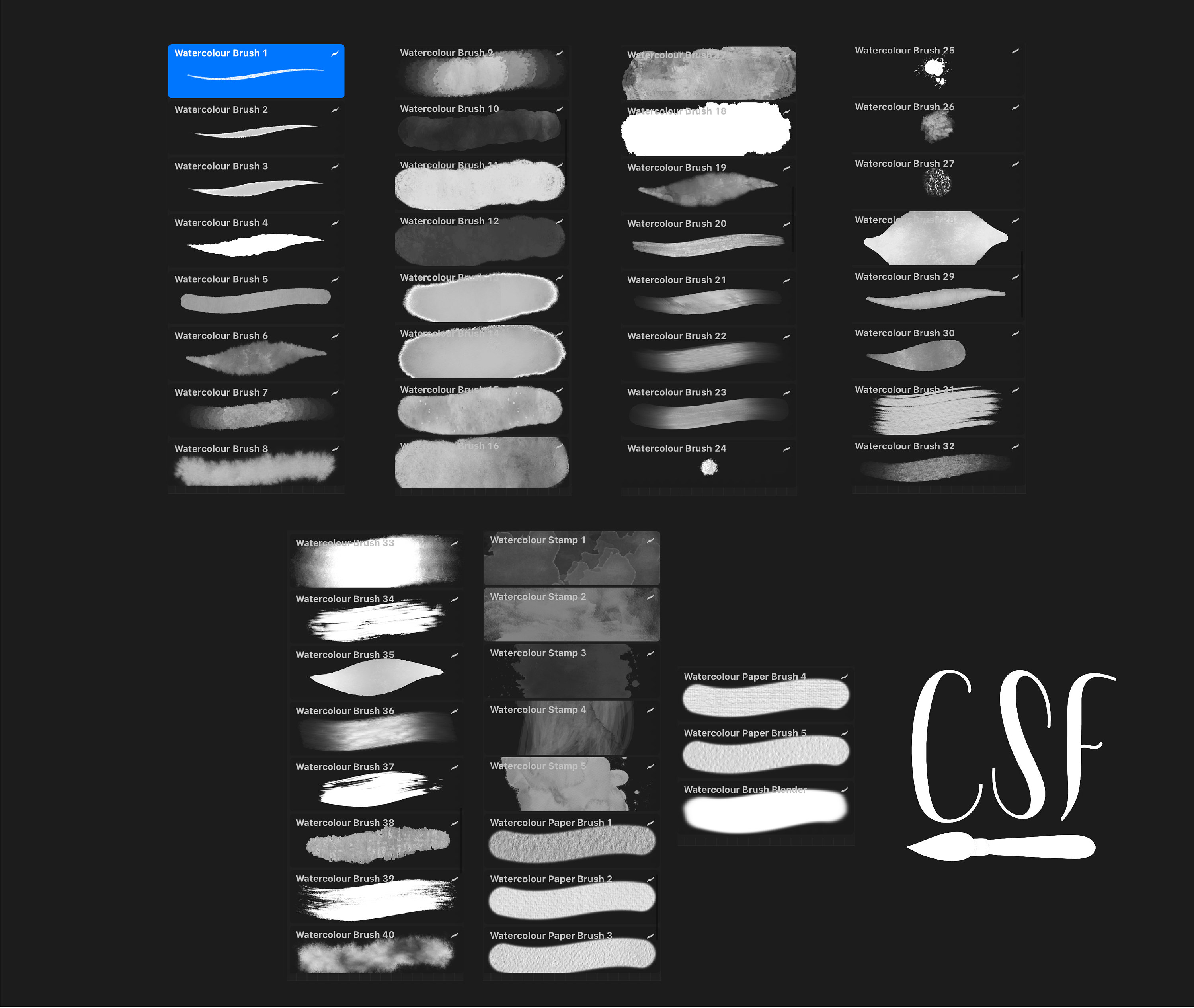 50 Procreate Watercolor Brushes Watercolor Textures Paint Etsy