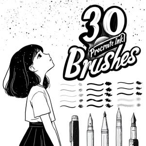 30 Ink Brushes, Fineline Procreate, Procreate Lineart, Procreate Inking, Procreate Pen, Inking Brushes, Stipple Procreate , Procreate Brush