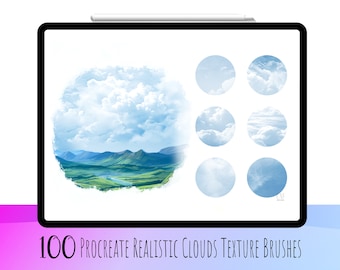 100 Realistic Cloud Procreate Brushes,Procreate sky,Procreate Clouds, Procreate Nature, Procreate Cloud Brushes set, Cloud Texture Brushes