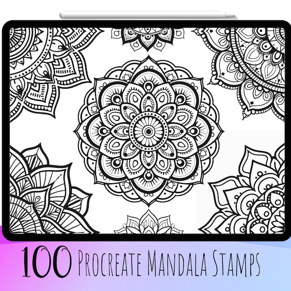100 Procreate Mandala Stamp Brushes, Mandala Stamp Set, Mandala Brushes, Digital Mandala Brushes, Mandala Stamp, Procreate Tattoo Stamp
