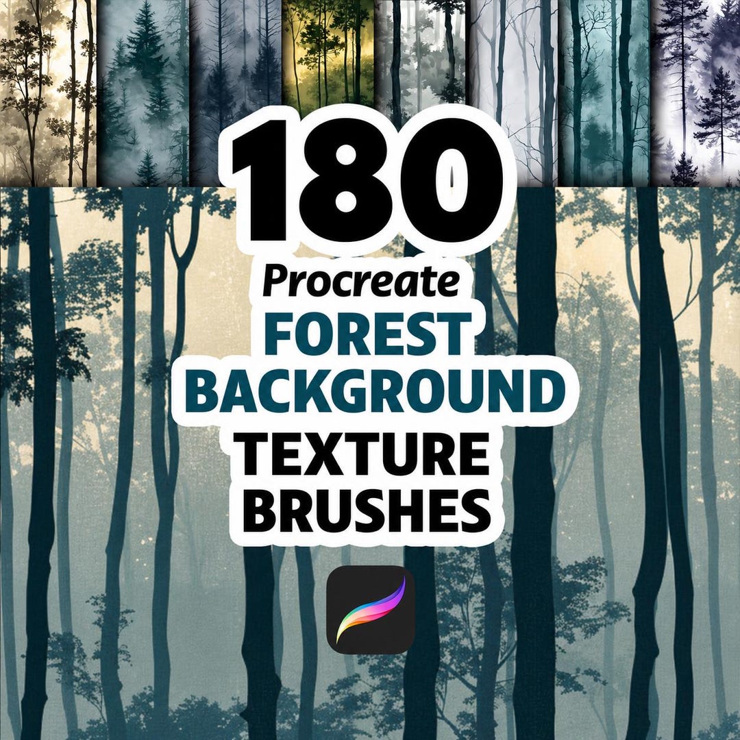 Realistic Forest Background Procreate Brushes, 180 Tree Brushes for ...