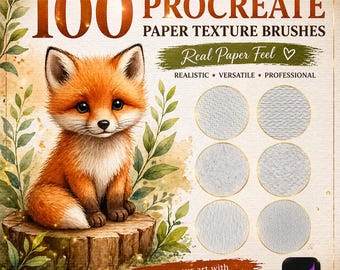 100 Procreate Paper Texture Brush, Procreate Canvas, Procreate Background, Canvas Brush, Grain Paper Brush, Procreate Watercolor Paper