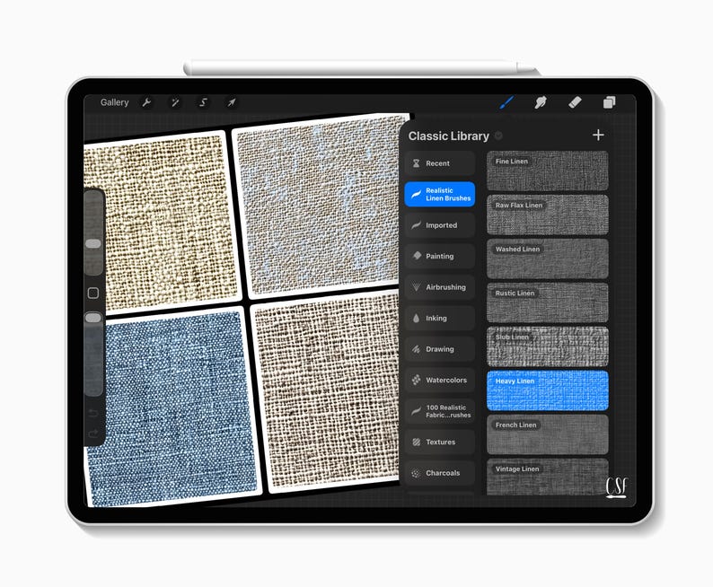 Procreate用リネンハンドクラフトテクスチャブラシ、リアルな布地PNGテクスチャ、キャンバス効果 画像 11