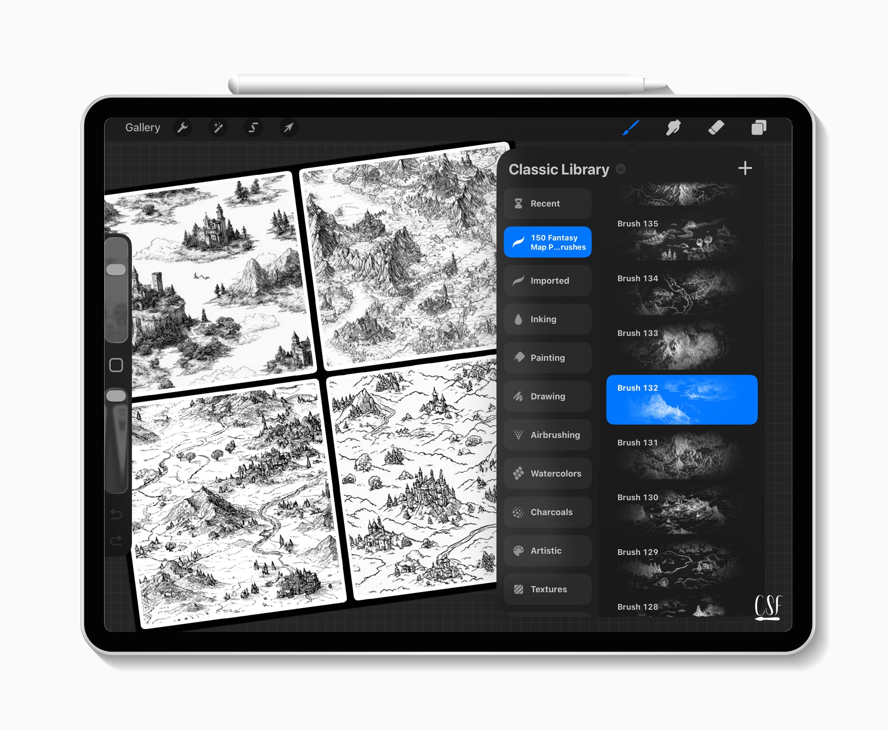 150 Procreate Fantasy Map Pattern Brushes for RPG Worldbuilding ...