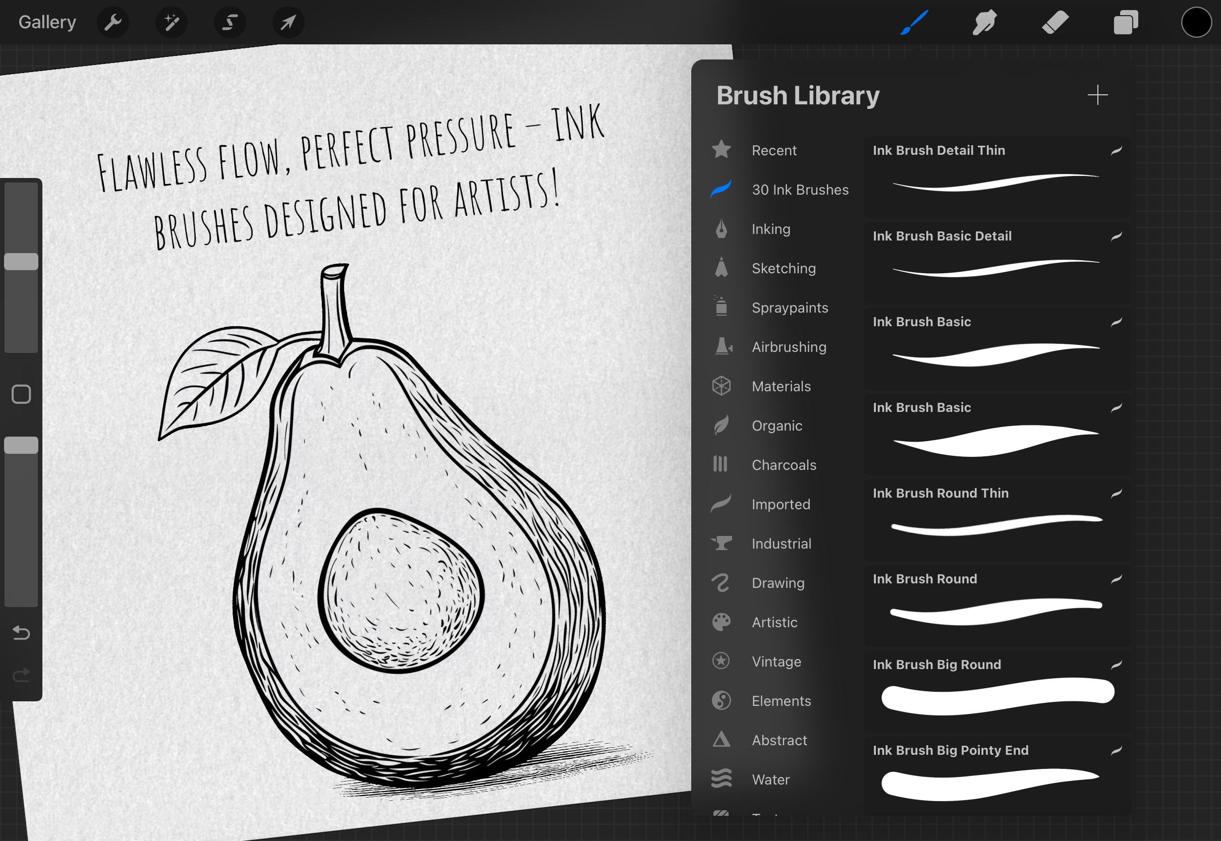 30 Ink Brushes, Fineline Procreate, Procreate Lineart, Procreate Inking ...