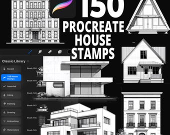 150 Procreate House Stamps for Architecture Illustration, Building Design, Urban Sketching, Real Estate Concepts and City Art