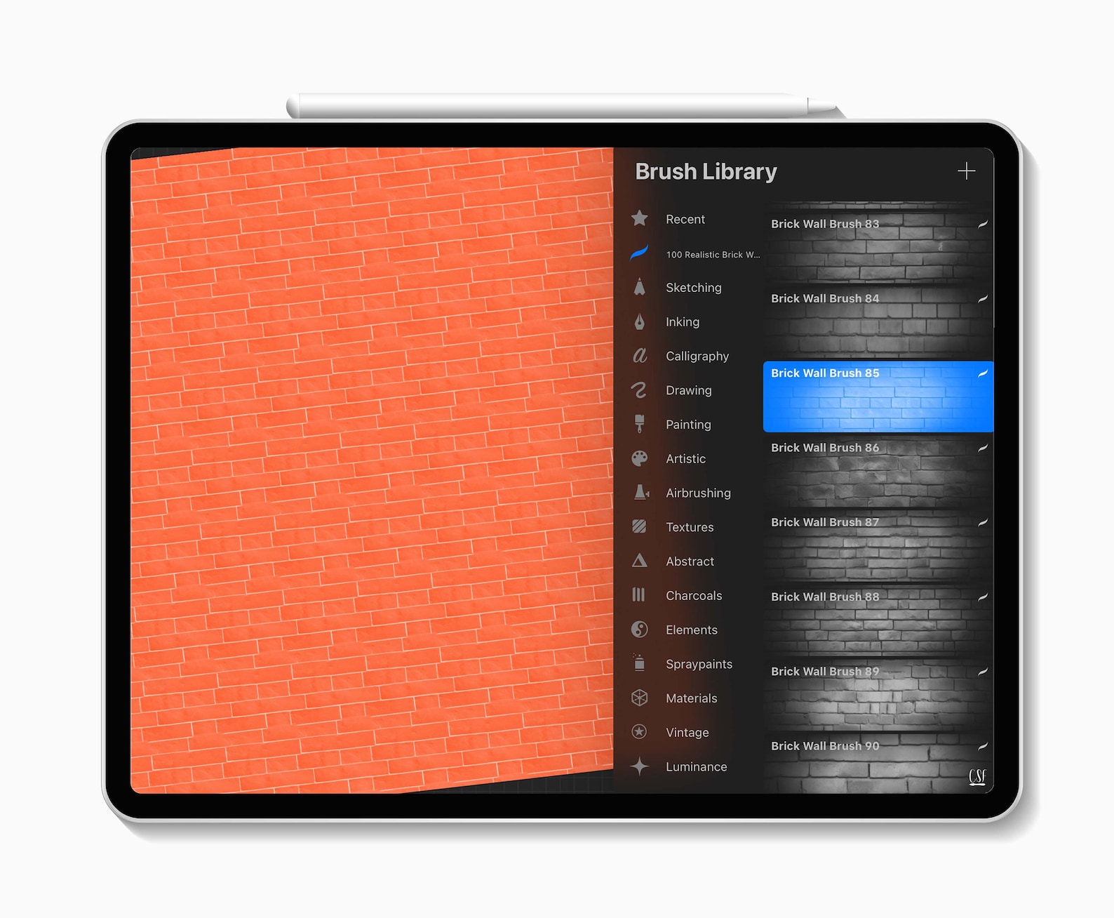 100 Realistic Brick Wall Procreate Brushes, Brick Texture Brush