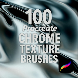 100 Procreate Chrome Texture Brushes, Metallic Texture, Reflective Texture, Glossy Texture, Shiny Brush, Metal Brush, Liquid Metal Texture