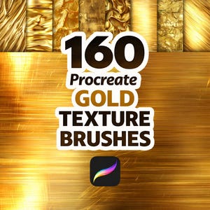 160 Procreate Realistic Gold Texture Brushes for Shiny Metallic Effects, Luxury Digital Art, Glamorous Golden Brush Set