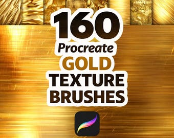 160 Procreate Realistic Gold Texture Brushes for Shiny Metallic Effects, Luxury Digital Art, Glamorous Golden Brush Set