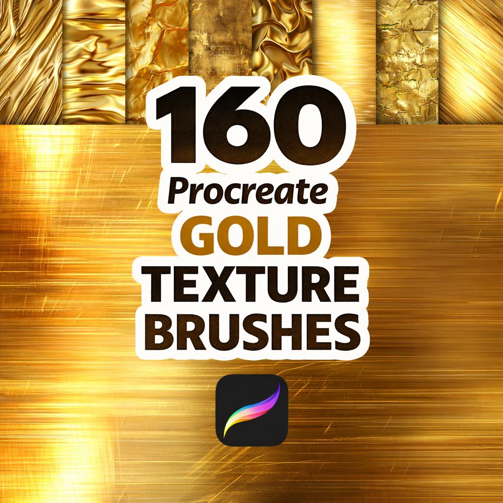 160 Procreate Realistic Gold Texture Brushes for Shiny Metallic Effects ...