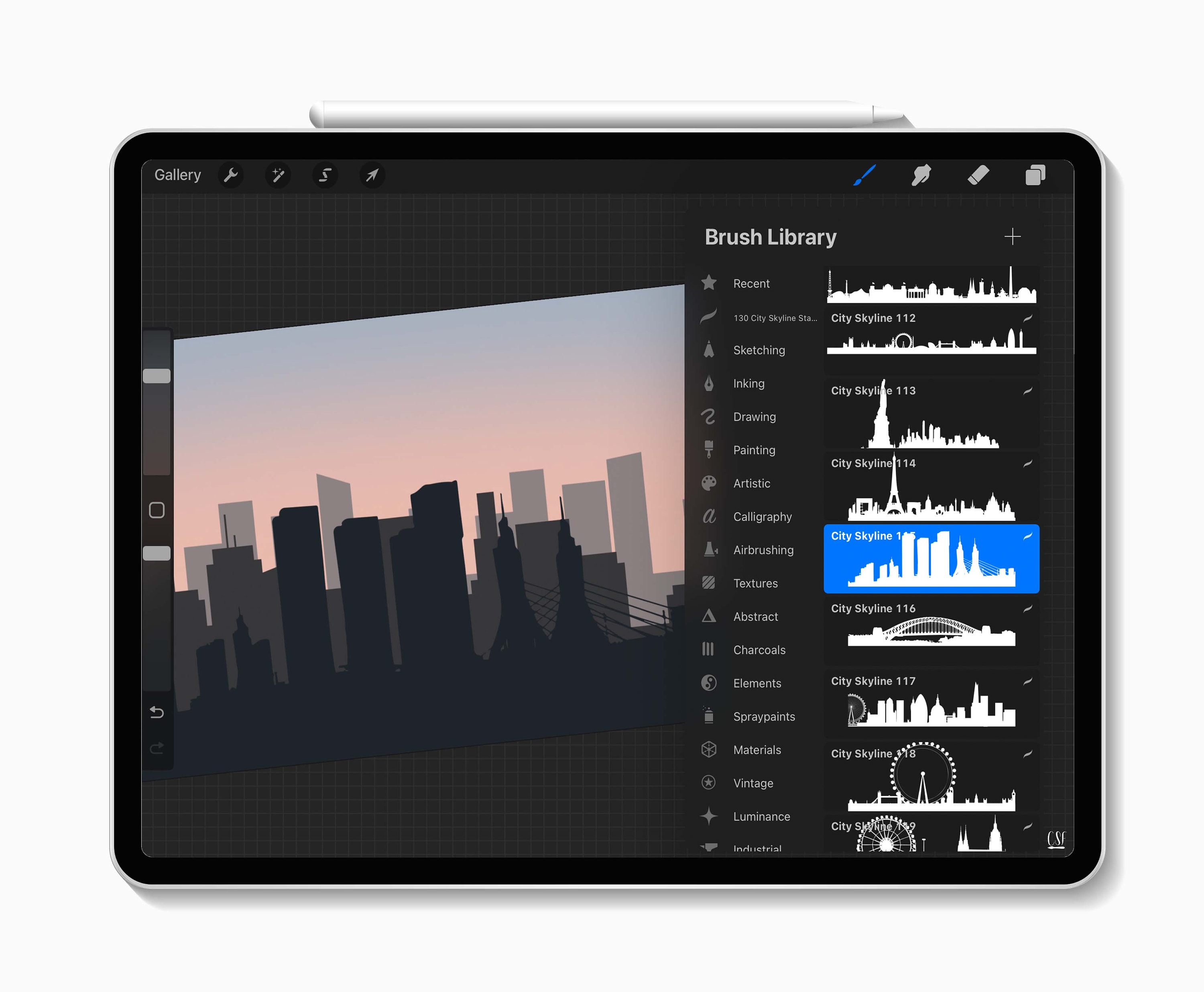 130 Procreate City Skyline Stamp Brushes City Skyline City Etsy