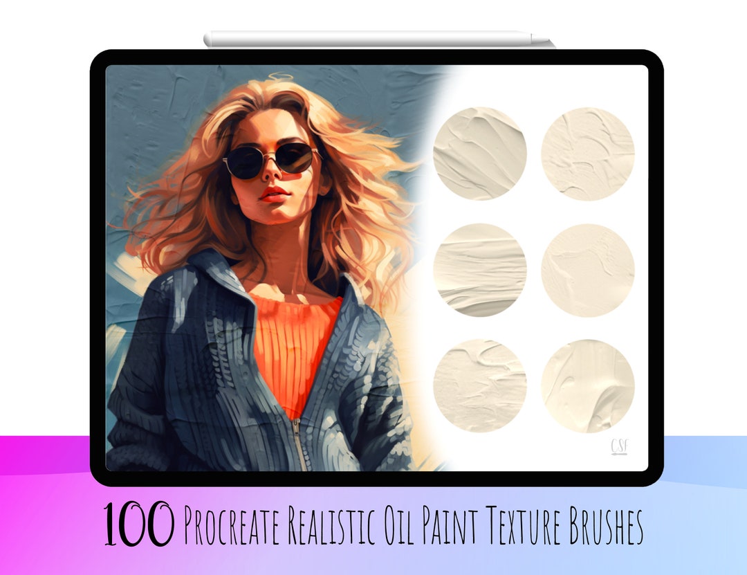 100 Realistic Oil Paint Procreate Brushes, Oil Paint Textures, Oil