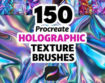 150 Procreate Holographic Texture Brushes for Futuristic Art, Iridescent Designs, Shiny Effects and Modern Illustration Projects
