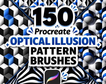 150 Procreate Optical Illusion Texture Brushes for Op Art Designs, 3D Patterns, Abstract Effects and Hypnotic Illustration Projects