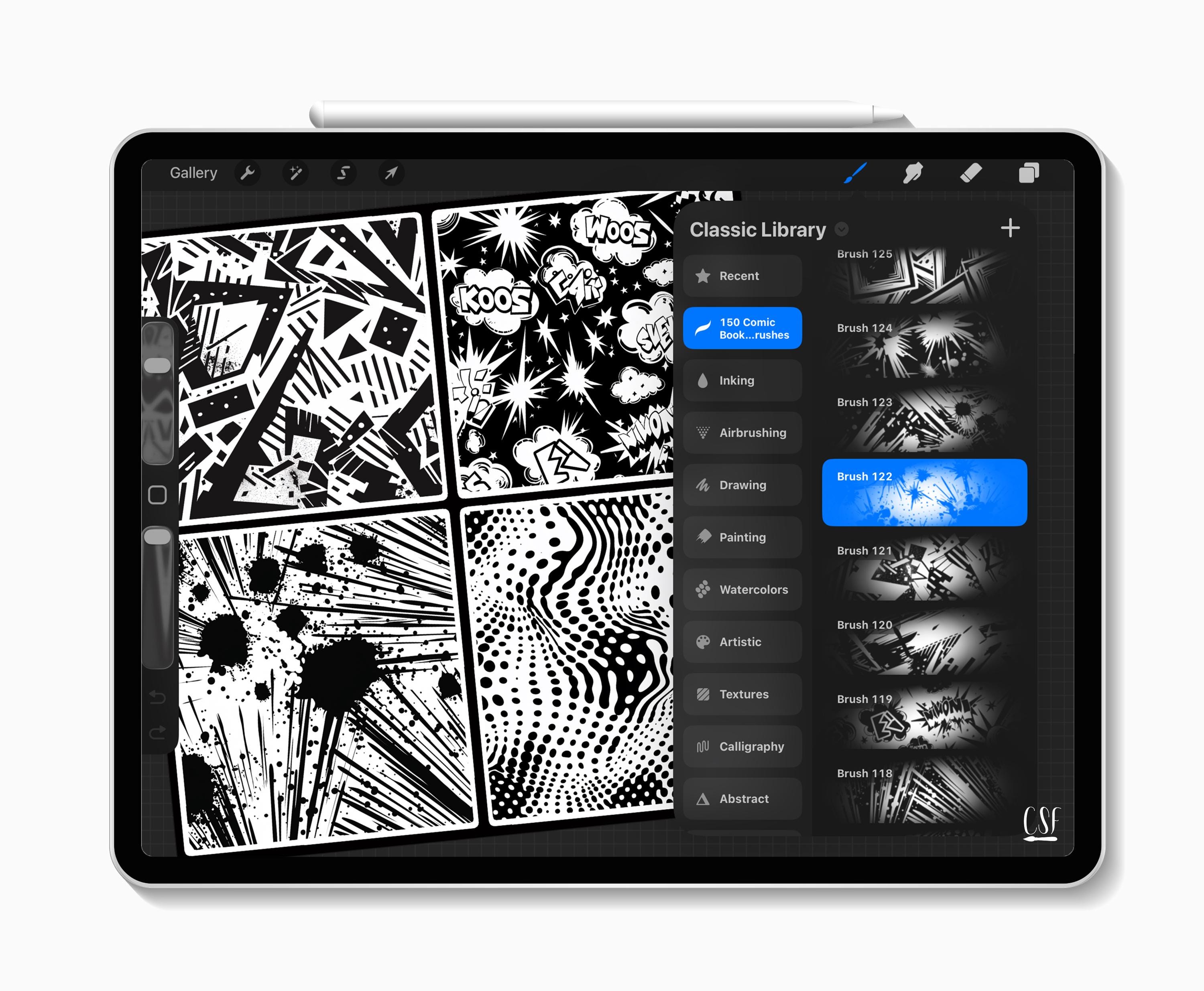 150 Procreate Comic Book Pattern Brushes – Retro Pop Art, Halftone ...
