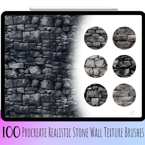 100 Realistic Stone Procreate Brushes, Stone Procreate Texture,Procreate Clouds, Procreate , Nature Procreate, Seamless Procreate,Stone Ipad