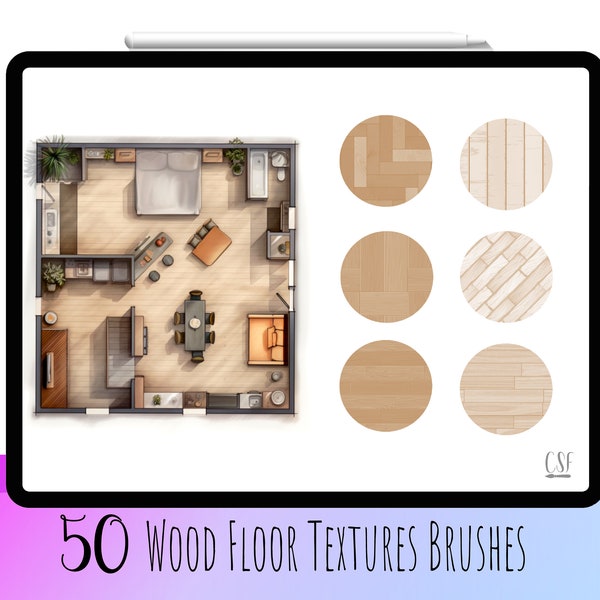 50 Procreate Wood Floor Texture Brushes, Procreate Wooden Floor,Interior Design,Procreate Sketch,Realistic Texture,Natural Texture