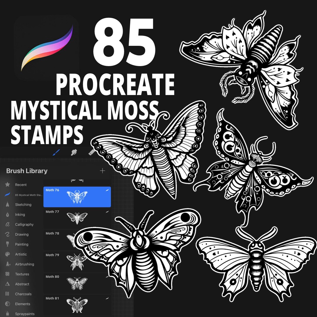 70 Procreate Mystical Mushroom Stamps for Fantasy Art, Toadstool Forest ...