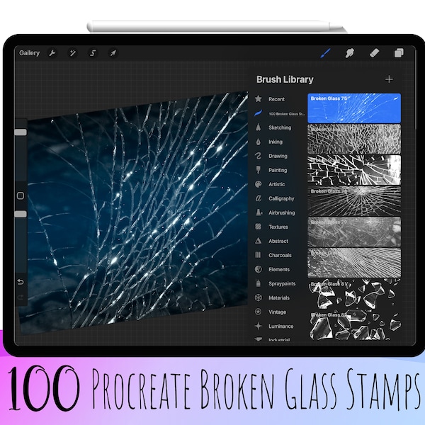 100 Procreate Broken Glass Stamp Brushes,Broken Glass Stamp,Glass Procreate,Broken Mirror Procreate,Screen Breake Procreate,Procreate Window