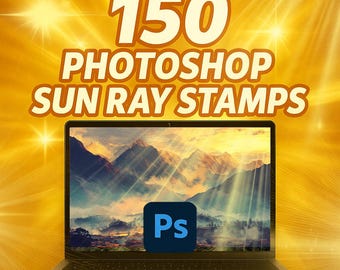 Photoshop-Sonnenstrahlen-Stempelpinsel, Gottesstrahlen-Pinsel für Photoshop, Lichtstrahl-Effektstempel