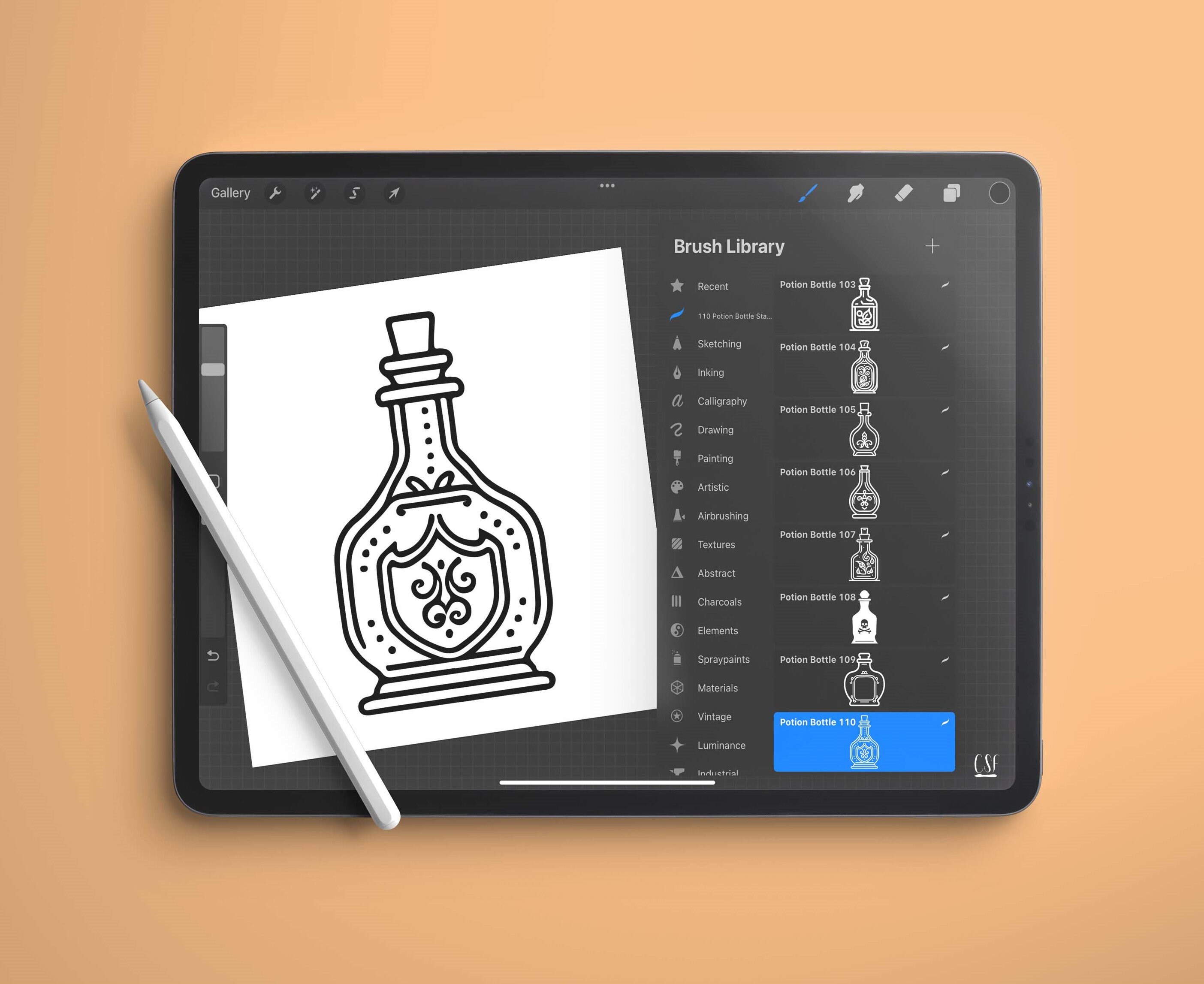 110 Procreate Potion Bottle Stamp Brushes, Potion Bottle Stamp Set ...
