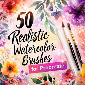 50 aquarelverf-borstelset, procreate-verfset, procreate-kunstpenseel, aquarelcanvaspapier, aquarelschilderij
