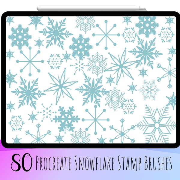 80 Procreate Snowflake Stamp Brushes, Snowflake Stamp Set, Snowflake Brushes,Digital Snowflake Brushes,Snowflake Stamp,Procreate Snowflake