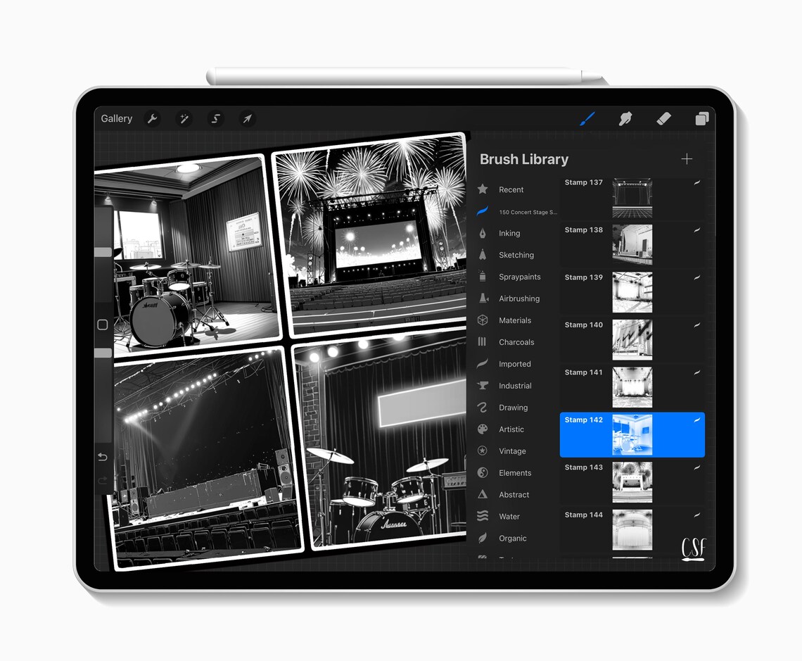 150 Procreate Concert Stage Background Stamps, Music Venue Scenes, Live ...