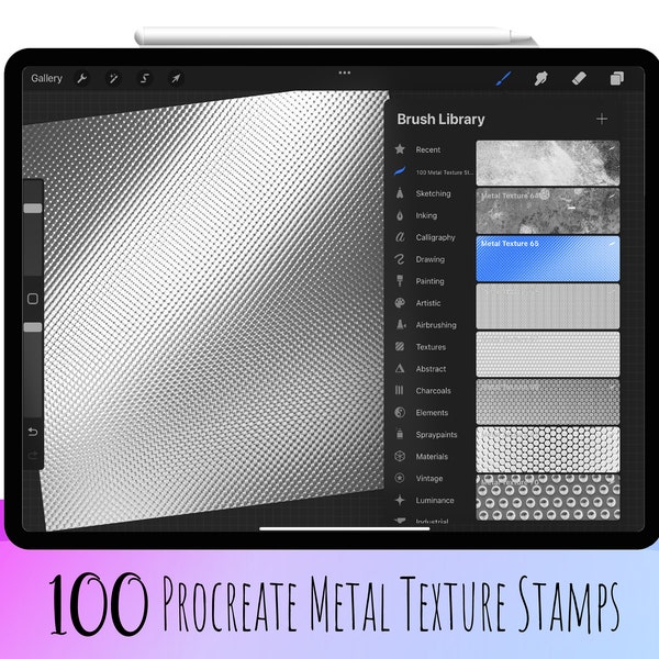 100 Procreate Metal Texture Stamp, Chrome Procreate, Platinum Procreate, Metallic Gold Procreate, Procreate Silver, Procreate Metallics