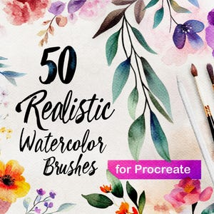 50 set di pennelli per pittura ad acquerello Procreate, kit di pittura Procreate, pennello artistico Procreate, carta per tela ad acquerello, pittura ad acquerello