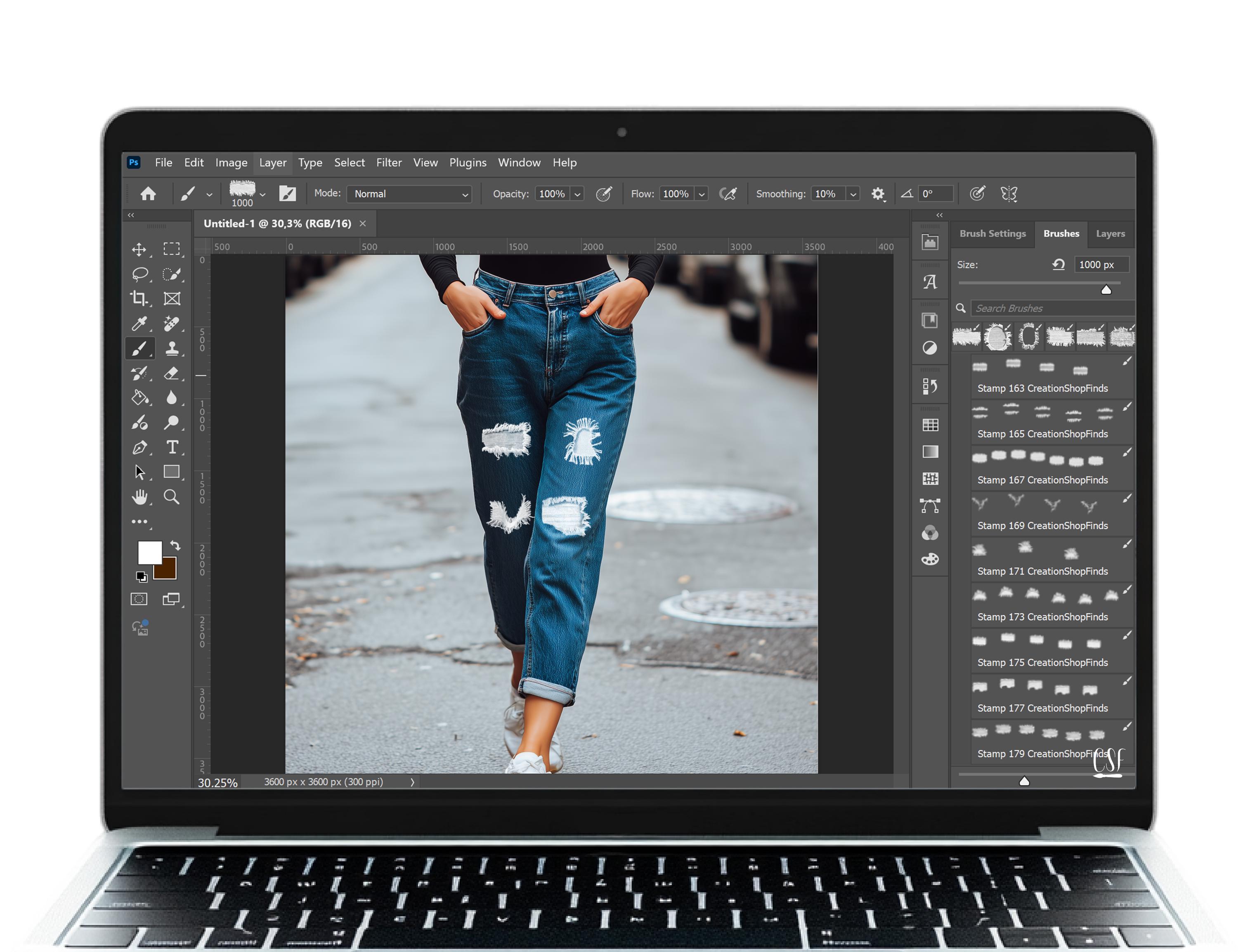 Ripped Jeans Stamps for Photoshop, Realistic Denim Texture Brushes ...