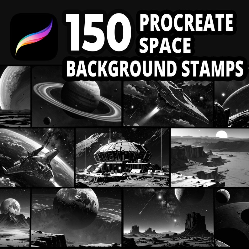 Space Pro Create 150 Procreate Space Background Stamps for Sci-fi Art, Galaxy Scenes ...