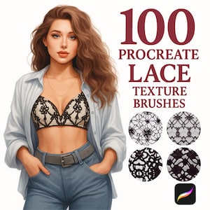 100 Realistic Lace Procreate Brushes, Procreate Brush Lace, Procreate Lace Edges, Lace Brush Procreate, Textile Brush, Procreate Clothing