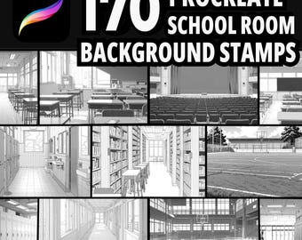 170 Procreate School Room Background Stamps, Procreate Classroom, Procreate Anime, Action Manga, Procreate Background, Comics Background