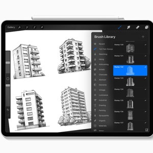 160 Procreate Building Sketch Stamp Brushes, Architecture Stamp, Home ...