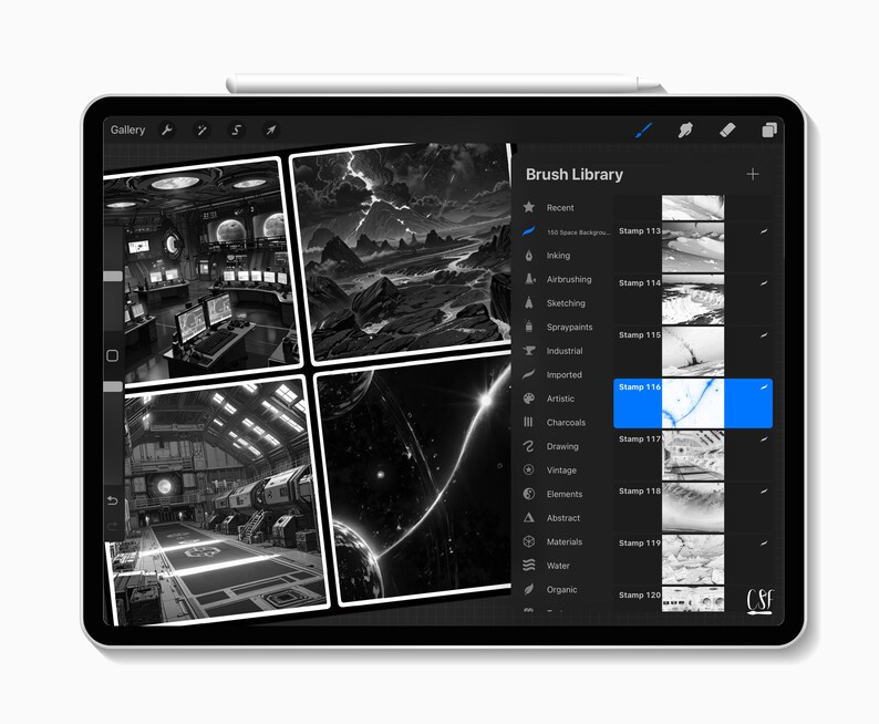 Space Pro Create 150 Procreate Space Background Stamps for Sci-fi Art, Galaxy Scenes ...