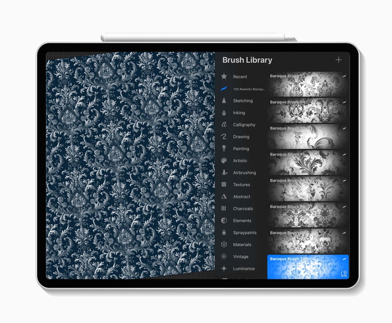 100 Realistic Baroque Procreate Brushes, Baroque Texture Brush ...