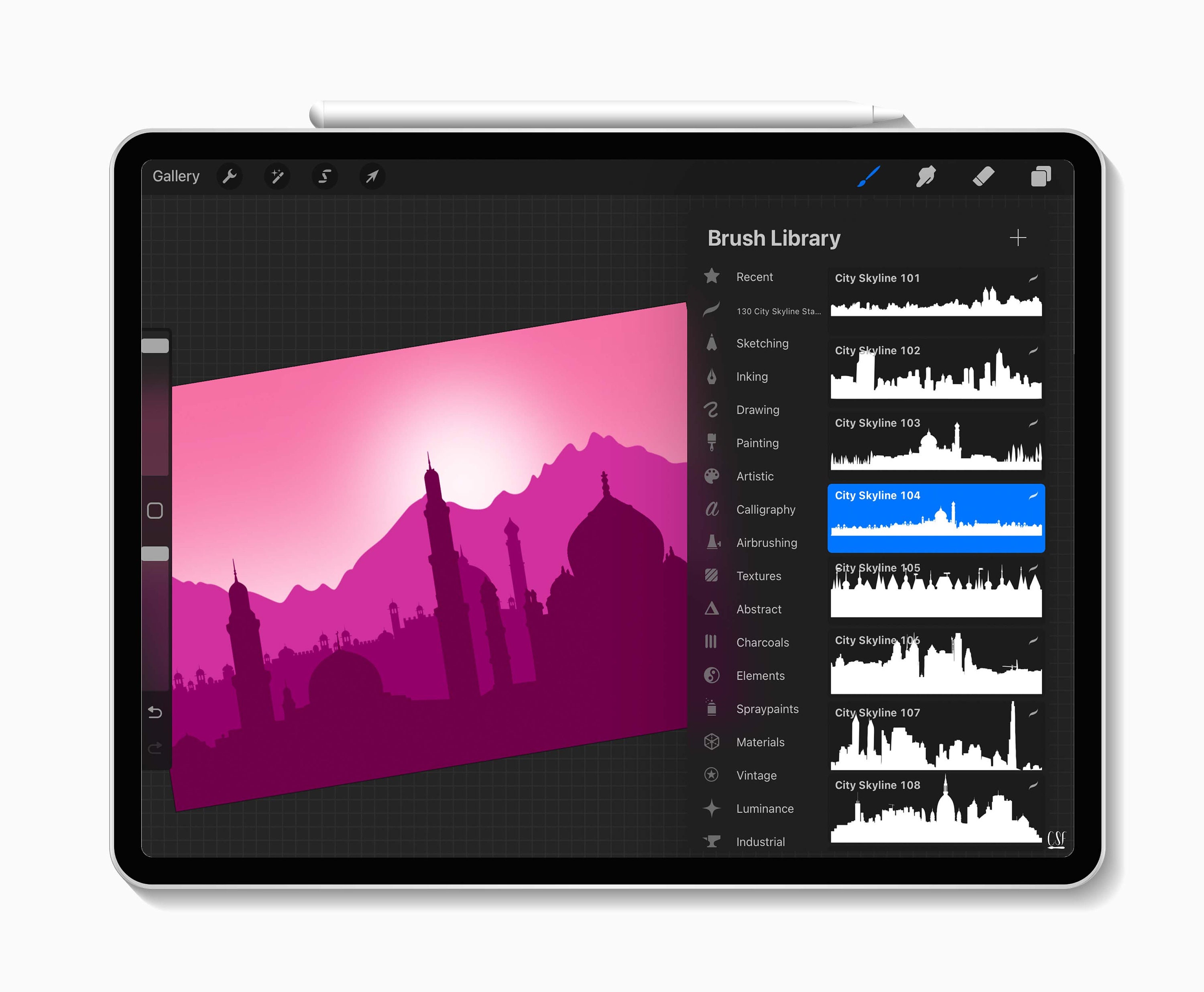 130 Procreate City Skyline Stamp Brushes City Skyline City Etsy
