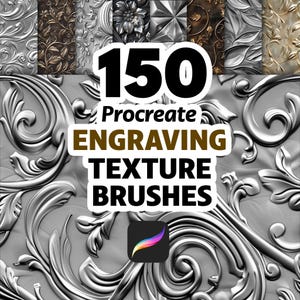150 Procreate Engraving Texture Brushes, Ornate Metal Pattern Brushes, 3D Ornament Brushes for Procreate, Digital Embossing Brushes